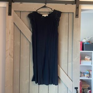 LOFT Blue Sleeveless Mini Sundress Crew Neck Cocktail